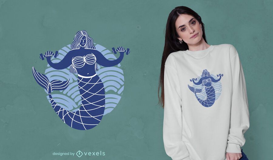 Mermaid weightlifting t-shirt design Mermaid weightlifting t-shirt design