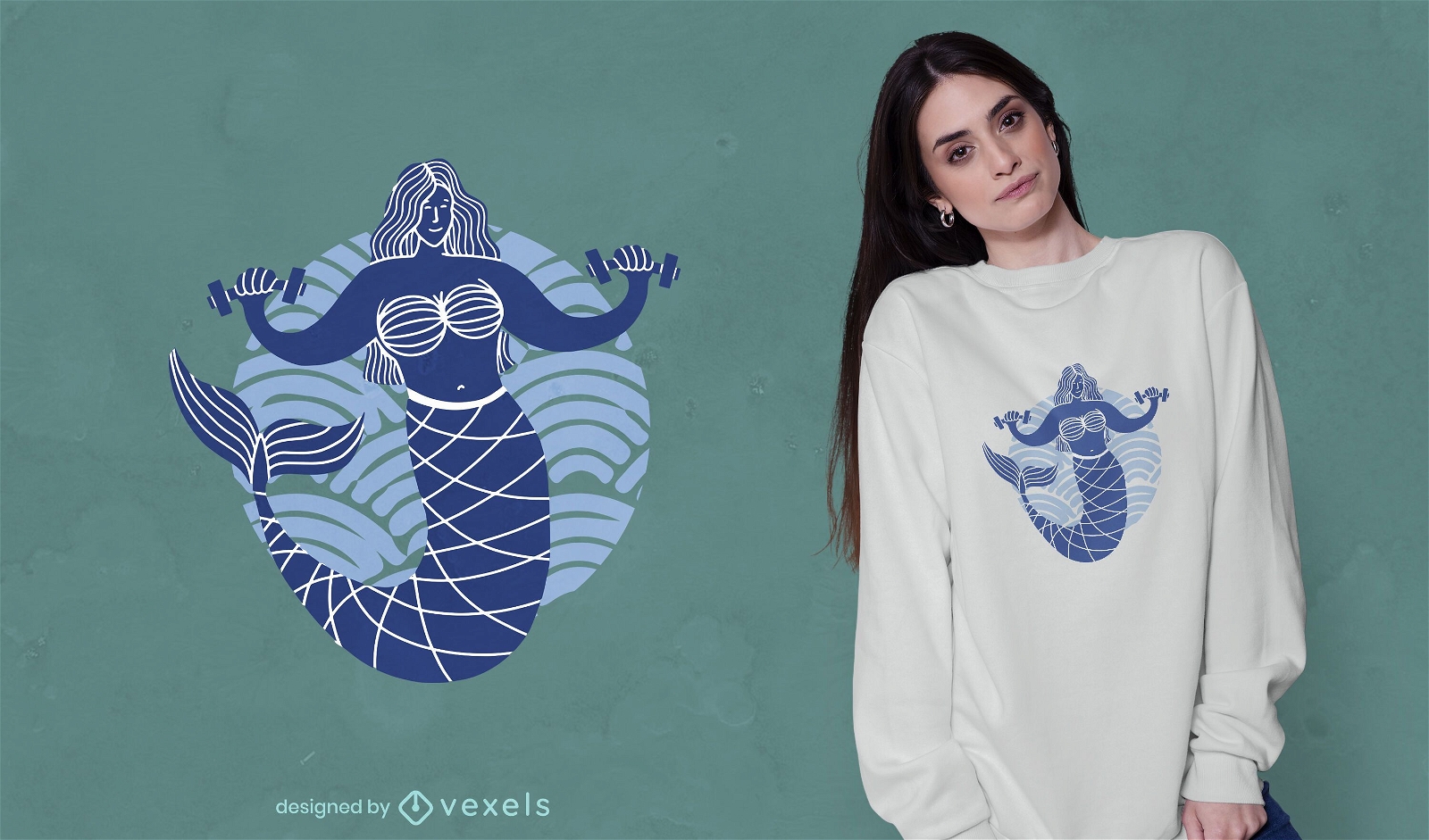 Meerjungfrau Gewichtheben T-Shirt Design