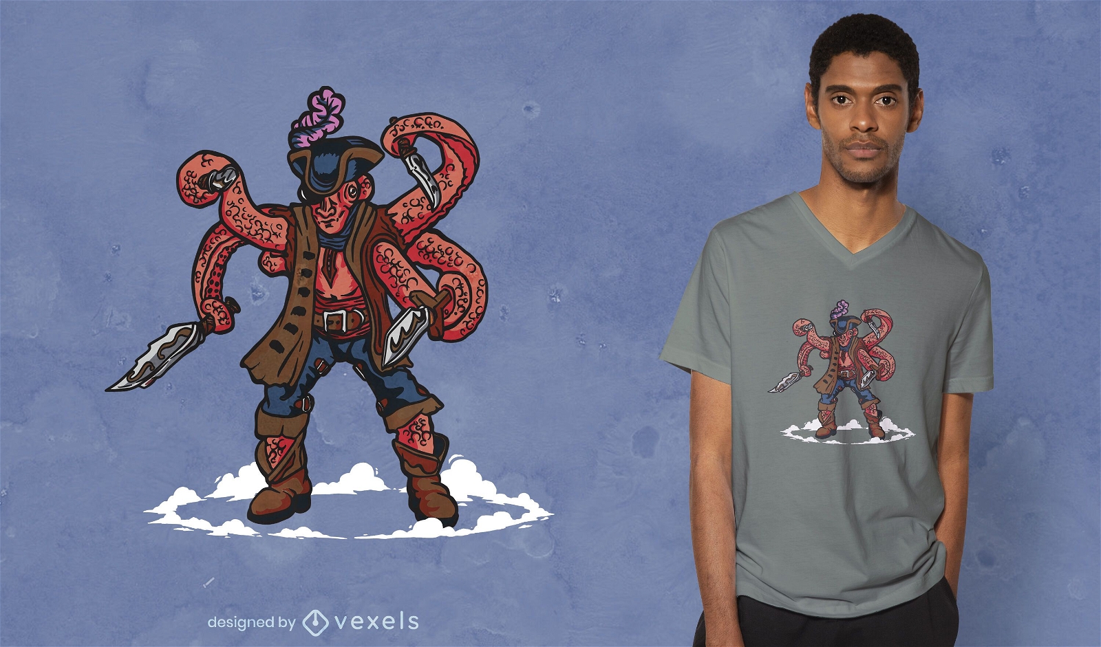 Pirate squid t-shirt design