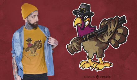 Turquía con diseño de camiseta de pistola. Turquía con diseño de camiseta de pistola.