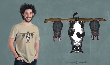 Design de t-shirt de morcegos e gatos