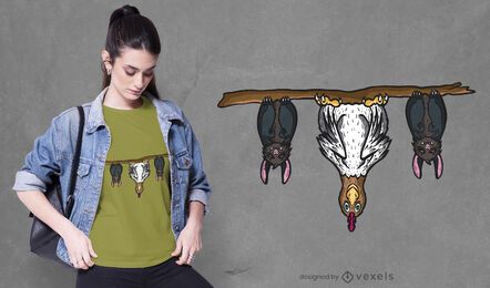 Design de t-shirt de morcegos e frango