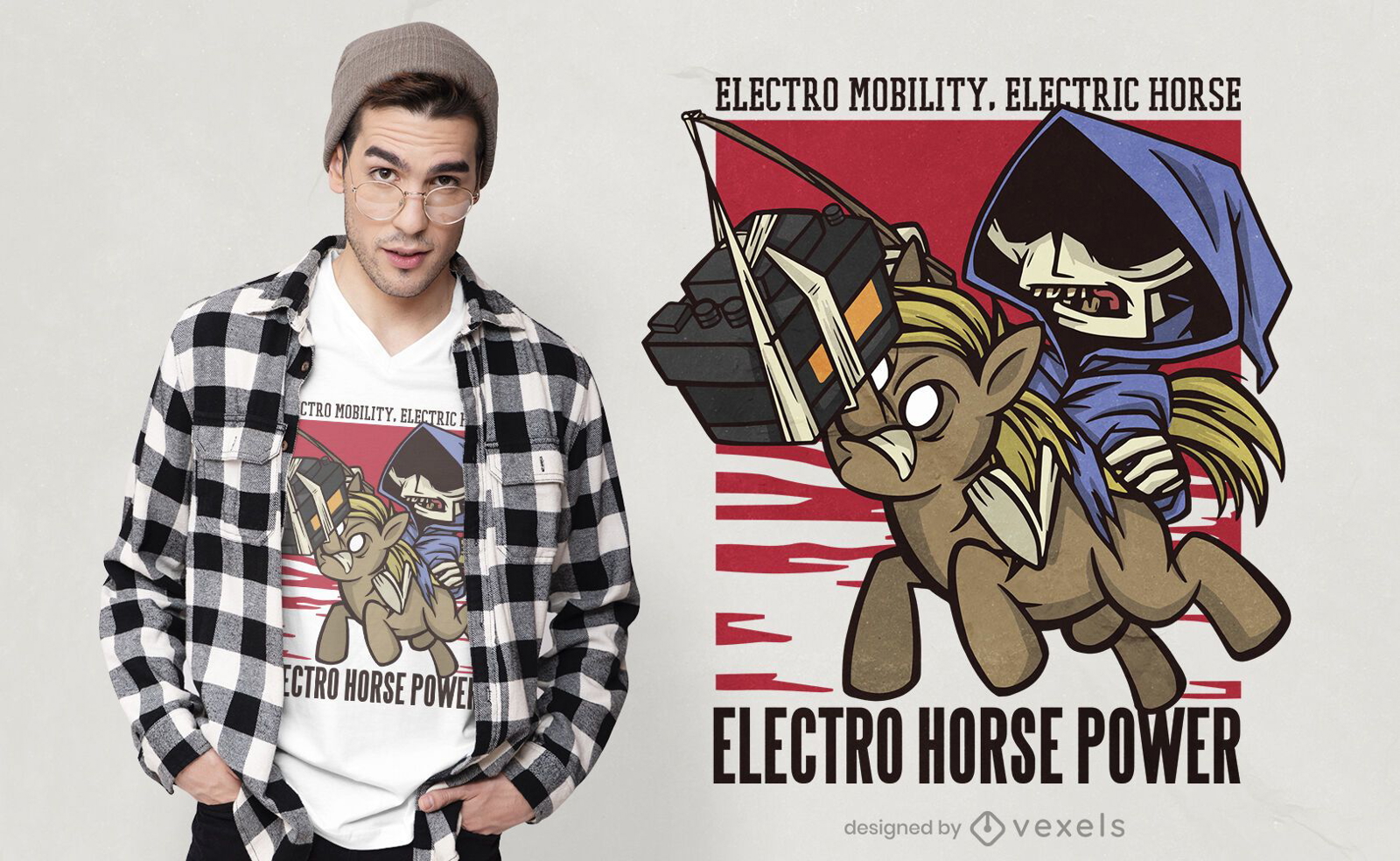 Design de camiseta com bateria de cavalo