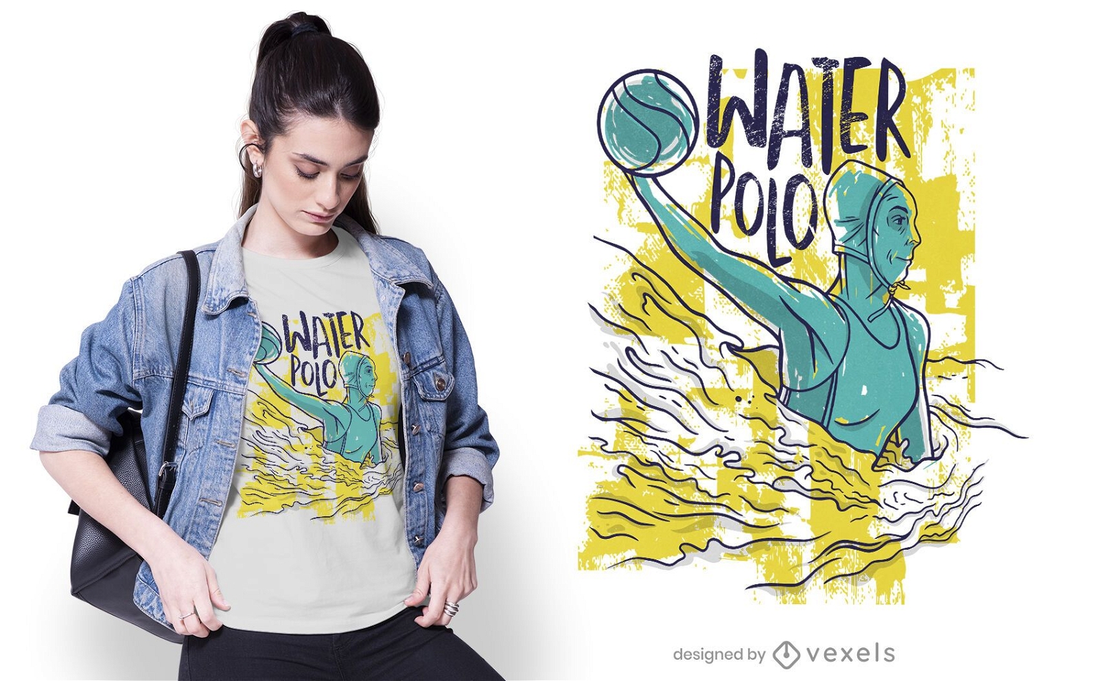 Weibliches Wasserballspieler-T-Shirt Design