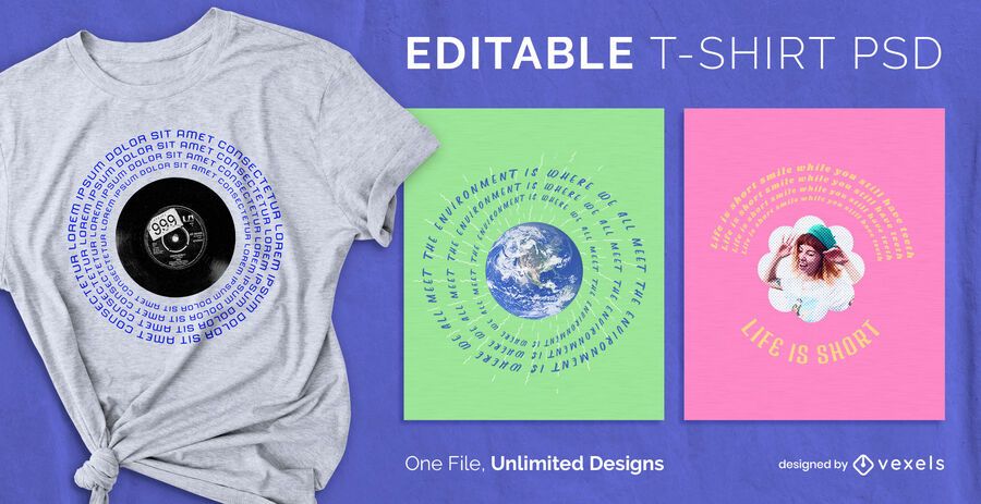 Camiseta escalable texto circular psd Camiseta escalable texto circular psd
