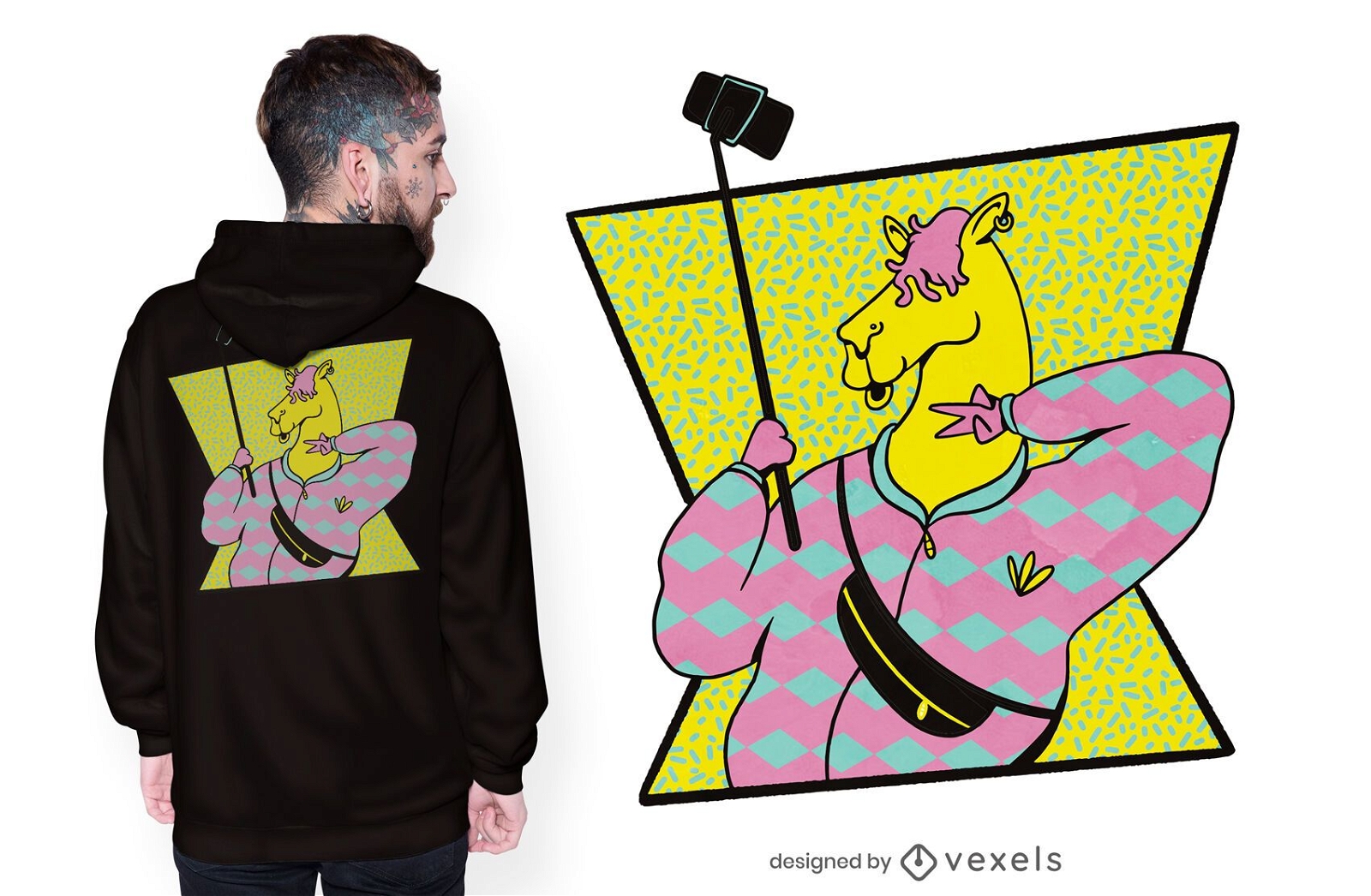Design de camiseta selfie Alpaca
