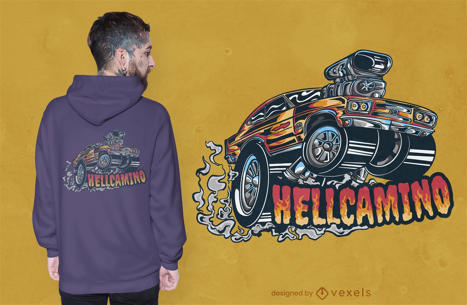 Design de t-shirt do carro Hellcamino