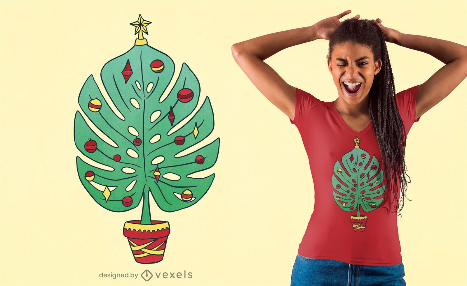 Monstera christmas tree t-shirt design