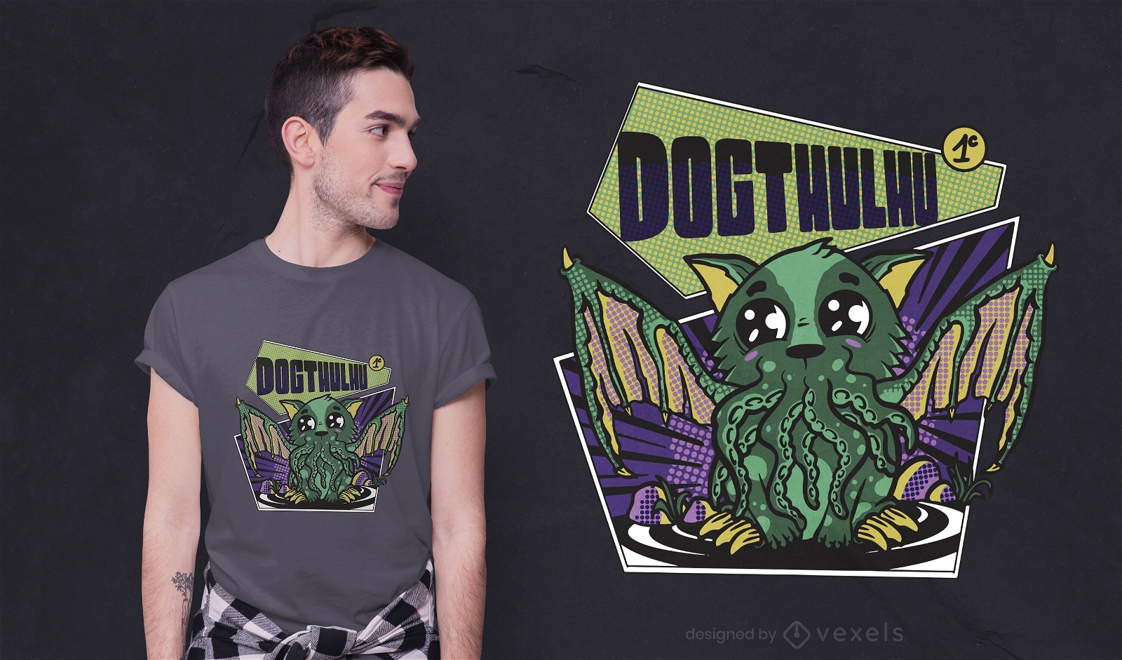 Diseño de camiseta Dogthulhu