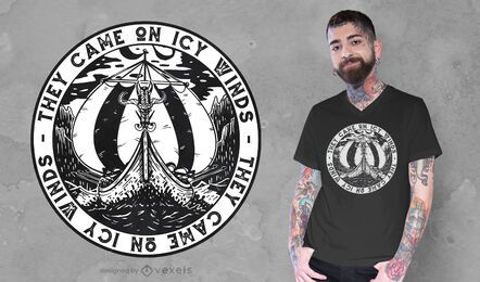 Diseño de camiseta de barco vikingo. Diseño de camiseta de barco vikingo.