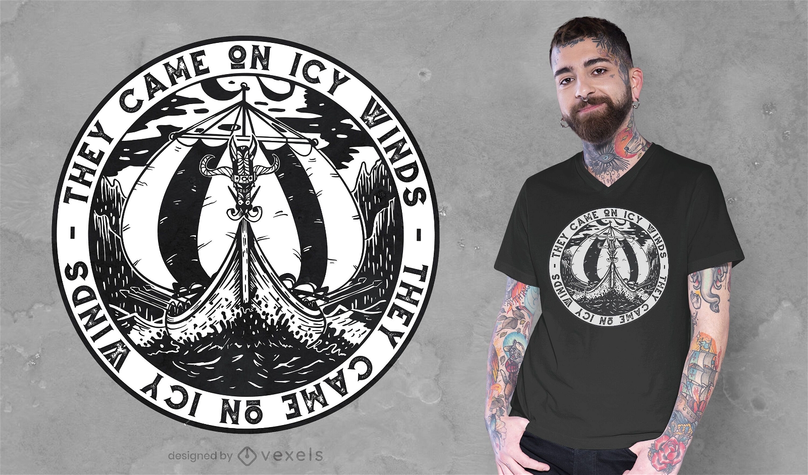 Design de t-shirt do navio Viking
