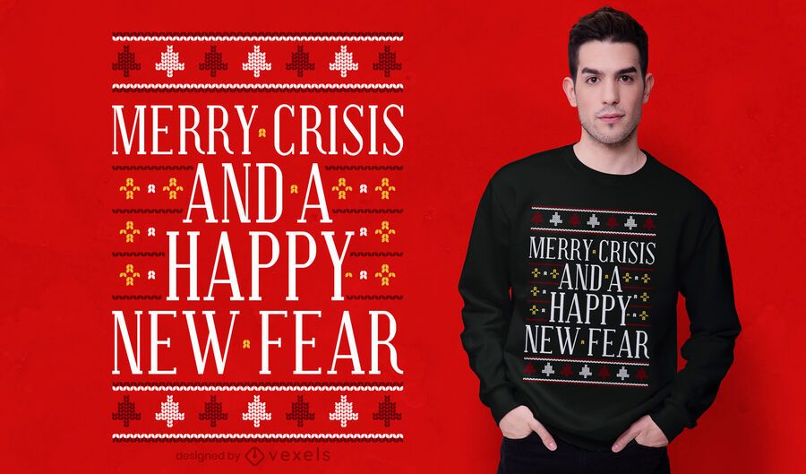 Diseño de camiseta de suéter feo de crisis feliz Diseño de camiseta de suéter feo de crisis feliz