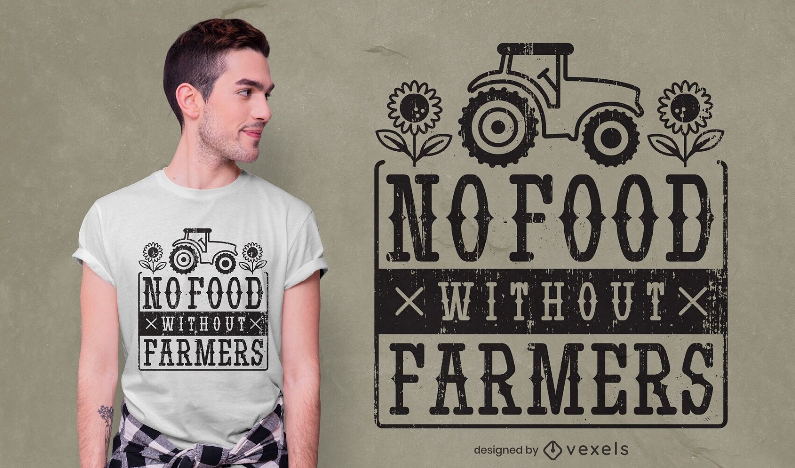 Sem comida sem design de camiseta de fazendeiro