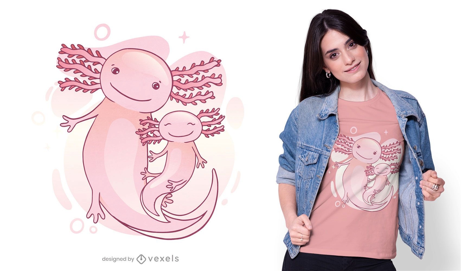 Design de t-shirt axolotl familiar