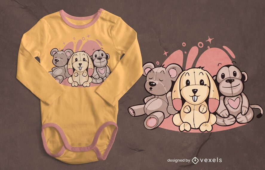 Diseño de camiseta de animales de peluche. Diseño de camiseta de animales de peluche.