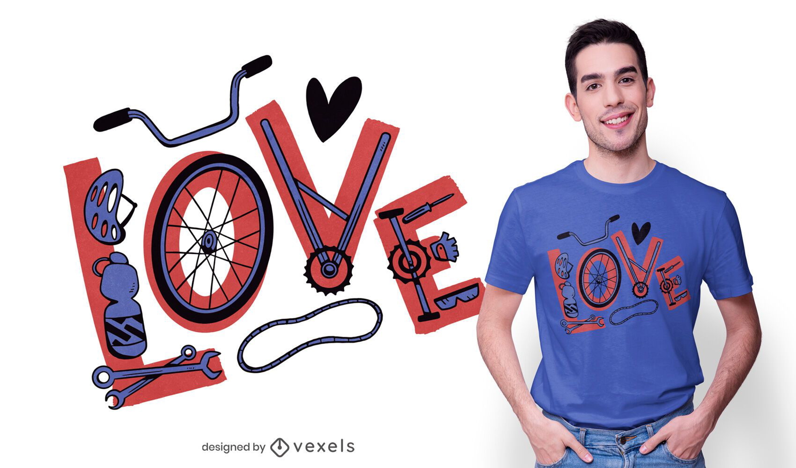 Diseño de camiseta de ciclismo de amor.