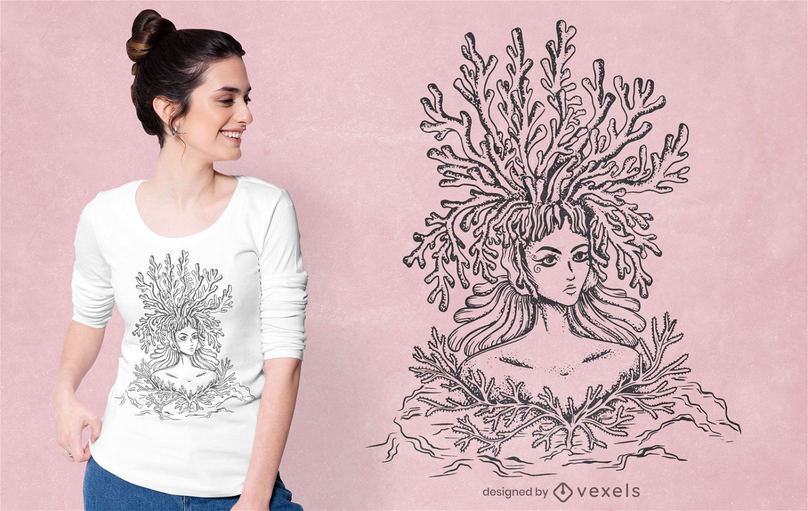 Design de camiseta mulher coral