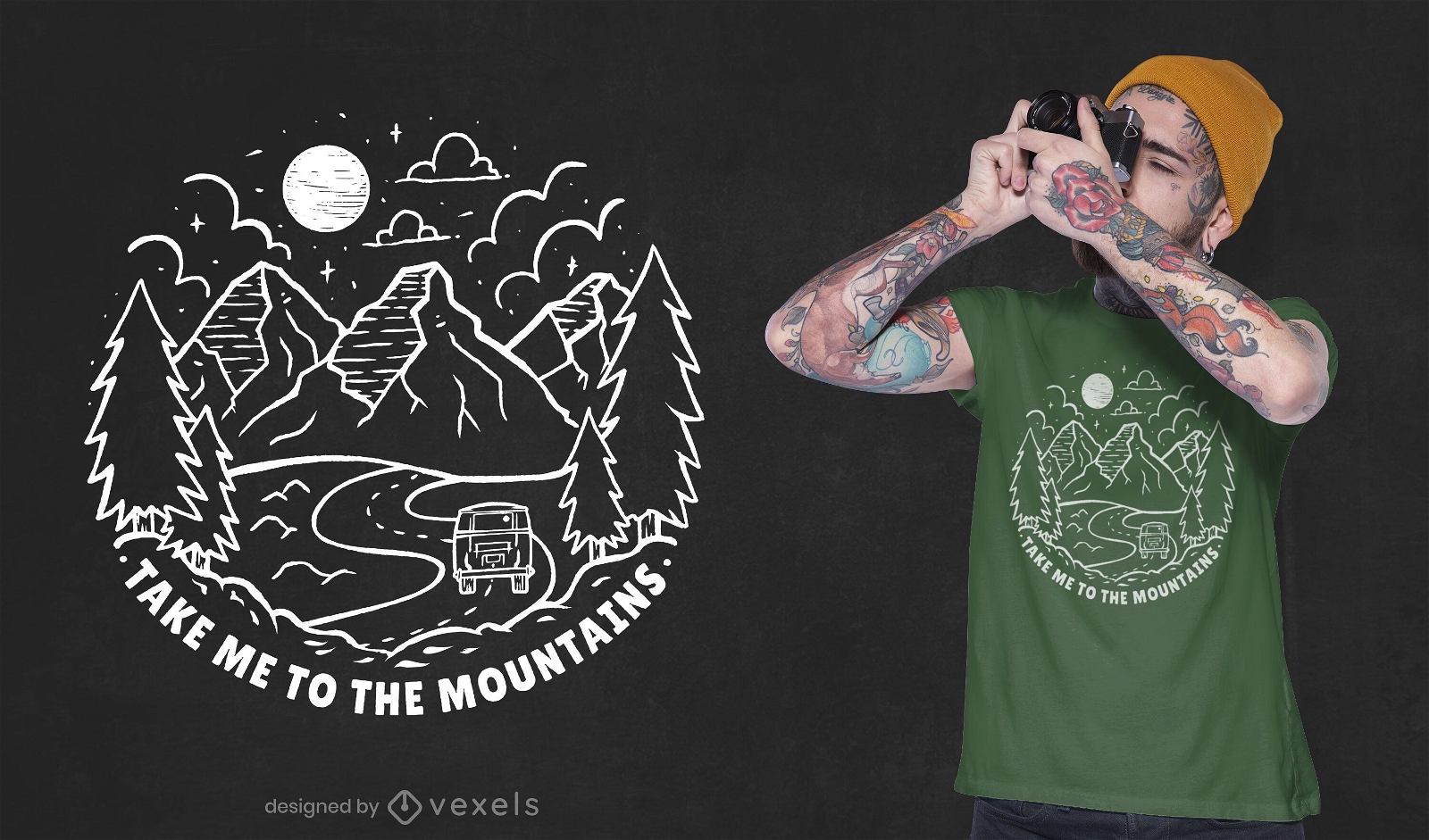 Leve-me ao design de camisetas das montanhas