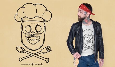 Diseño de camiseta de calavera de chef