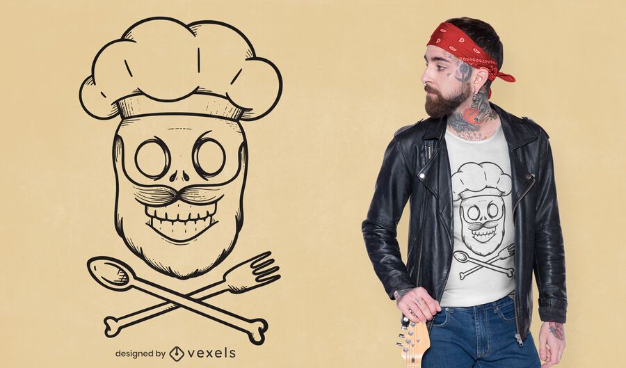 Chef skull t-shirt design Chef skull t-shirt design