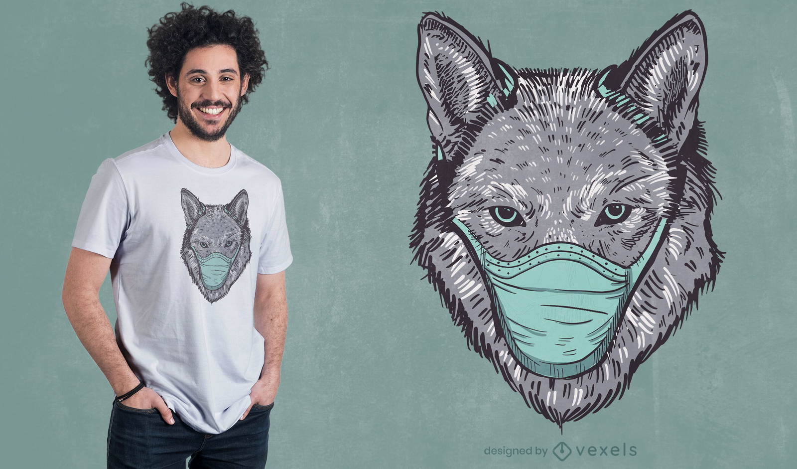 Wolf face mask t-shirt design