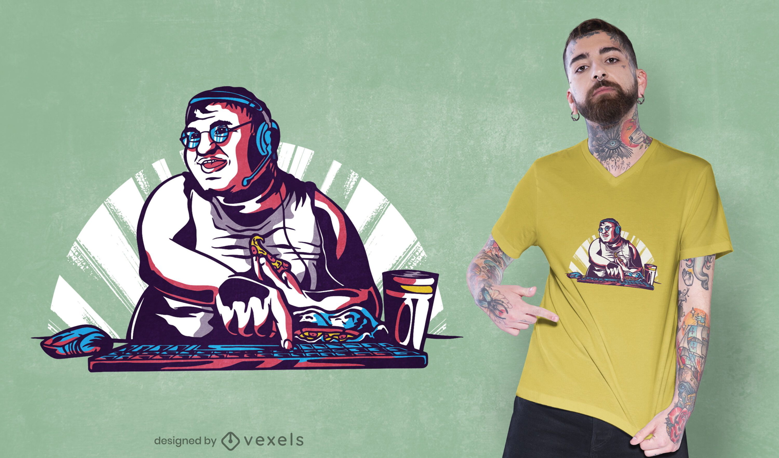 Pizza Programmer T-shirt Design Vector Download