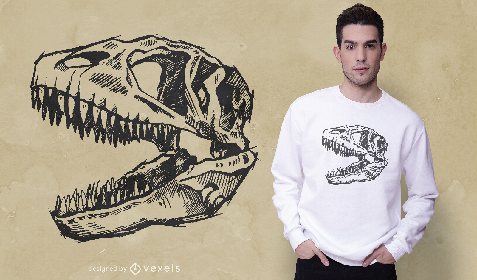Carcharodontosaurus Schädel T-Shirt Design
