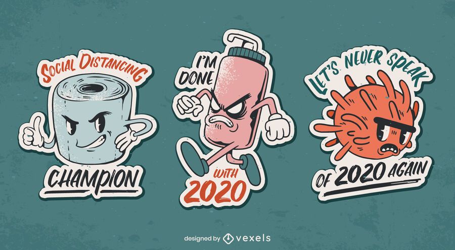 Anti 2020 coronavirus sticker set Anti 2020 coronavirus sticker set