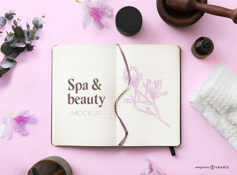 Beauty notebook mockup composition Beauty notebook mockup composition