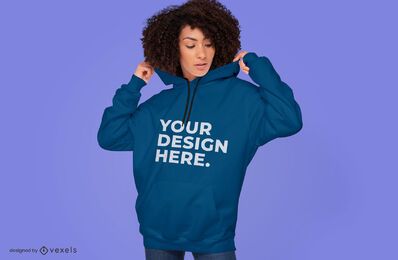 Female Model Sweatshirt Mockup Design PSD Editable Template