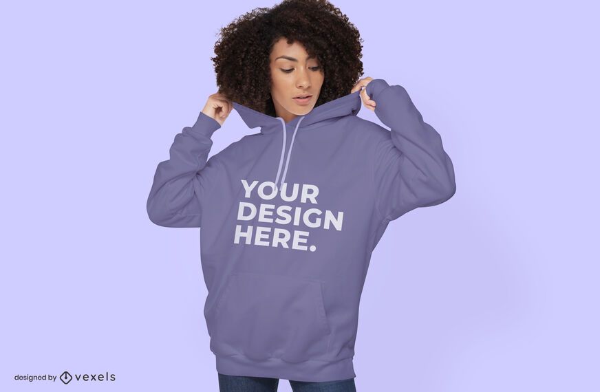 Diseño de maqueta de sudadera modelo femenina Diseño de maqueta de sudadera modelo femenina