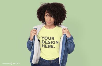 Jean jacket model t-shirt mockup design Jean jacket model t-shirt mockup design