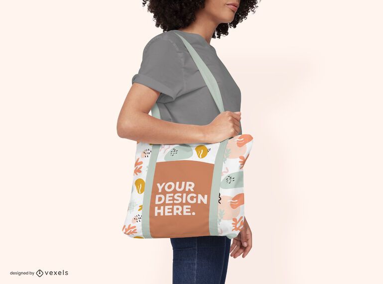 Download Tote Bag Female Model Mockup Design - PSD Mockup Download