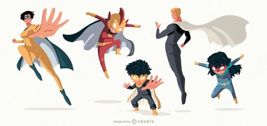 Pack de personajes de poses de superhéroe
