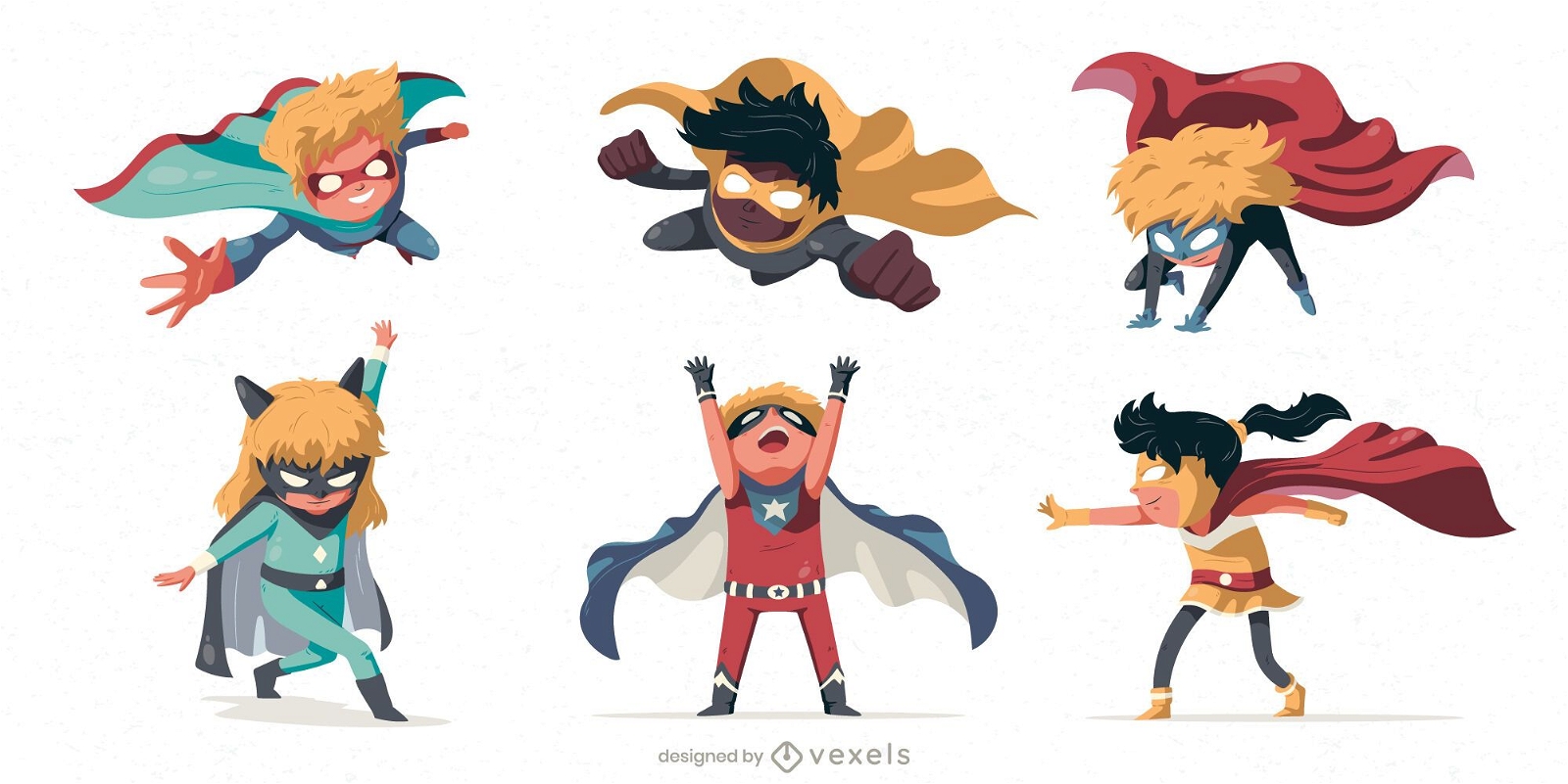 Conjunto de personagens infantis de super-heróis