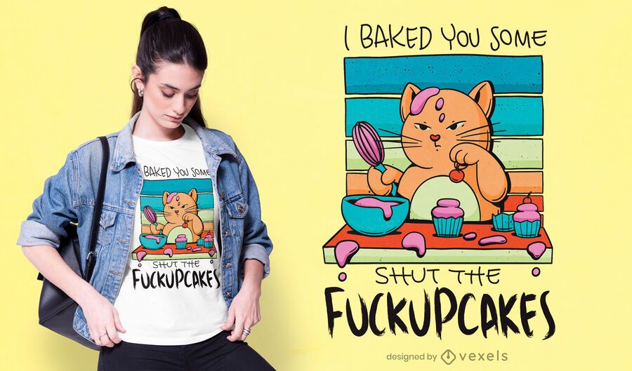 Diseño de camiseta de gato cupcake Diseño de camiseta de gato cupcake