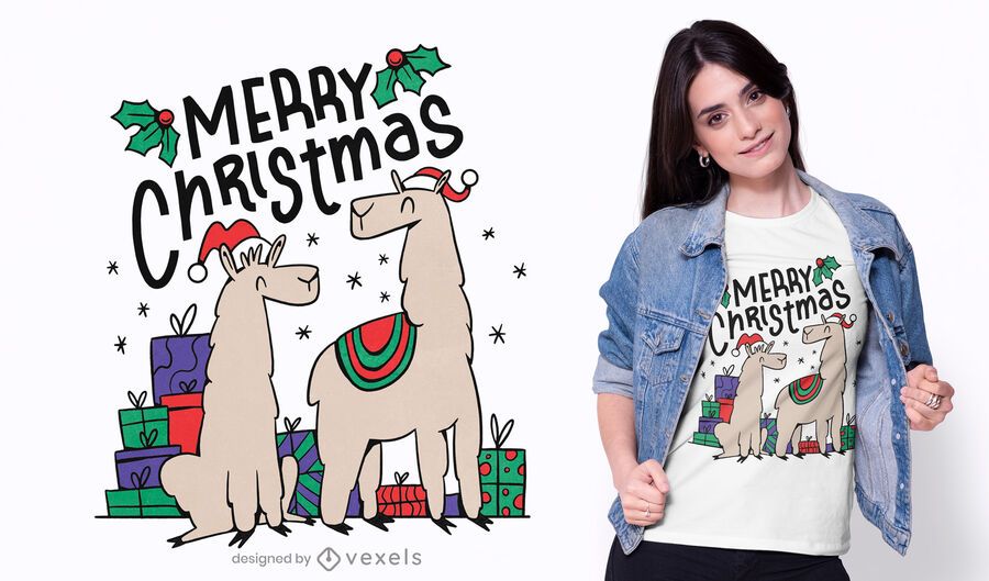 Design de camiseta de alpacas de natal Design de camiseta de alpacas de natal