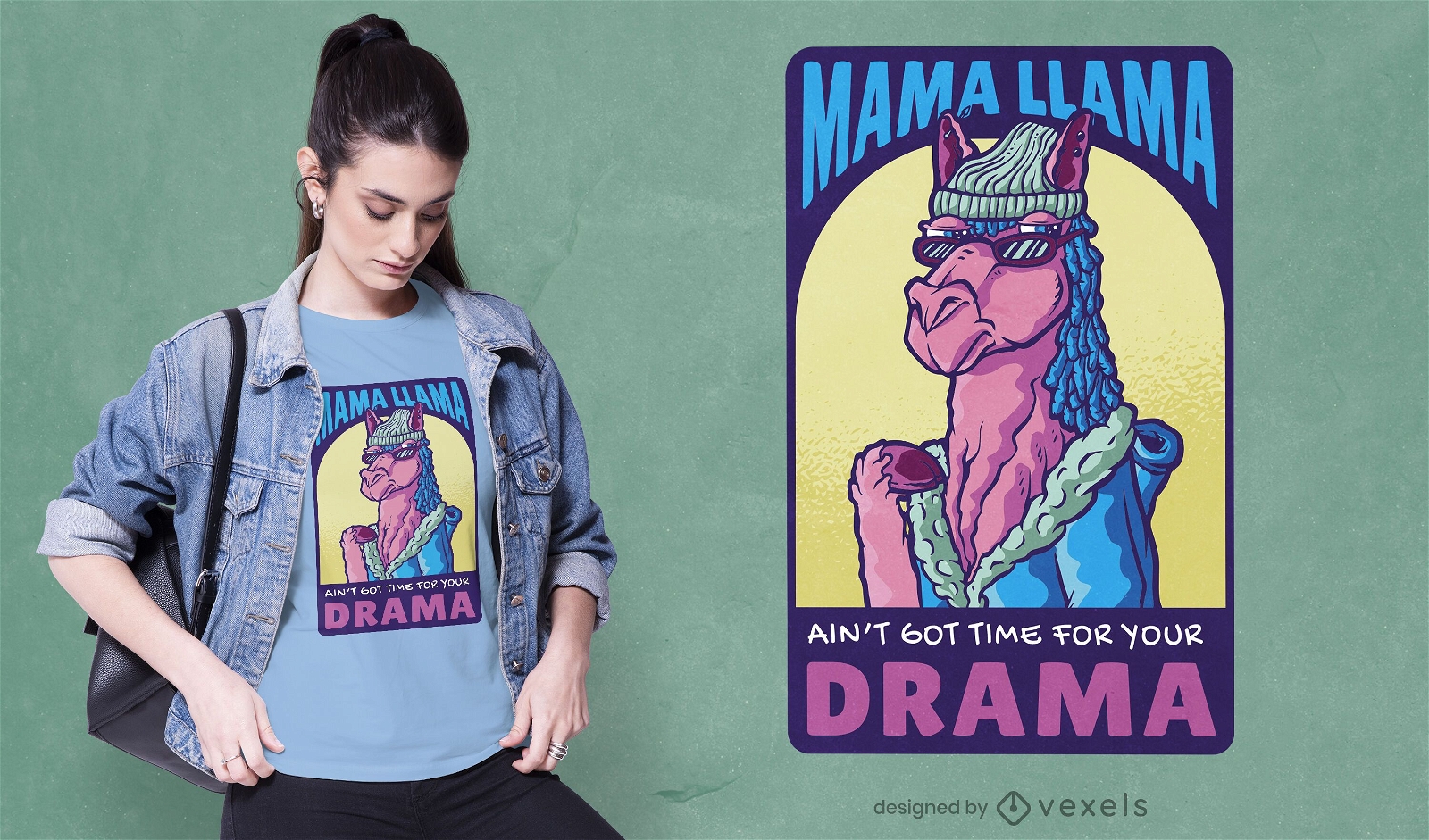 Design de camiseta do drama Mama Llama