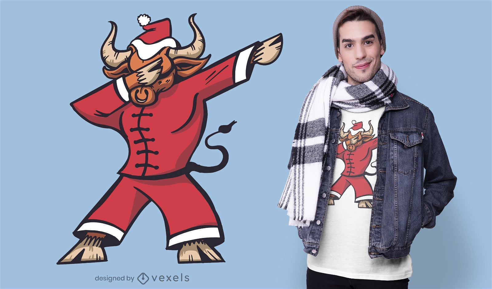 Christmas ox dabbing t-shirt design