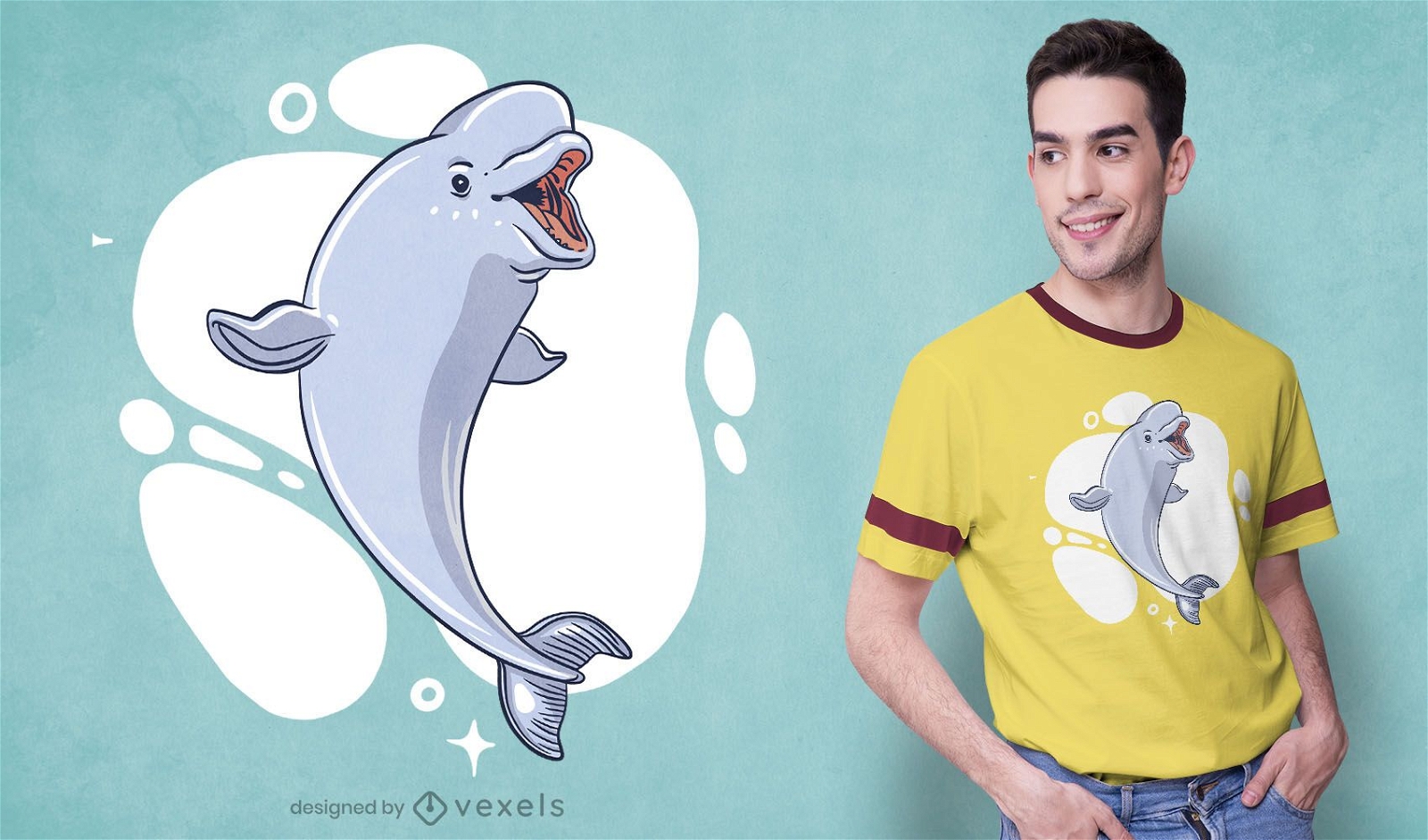 Design de camiseta de baleia beluga