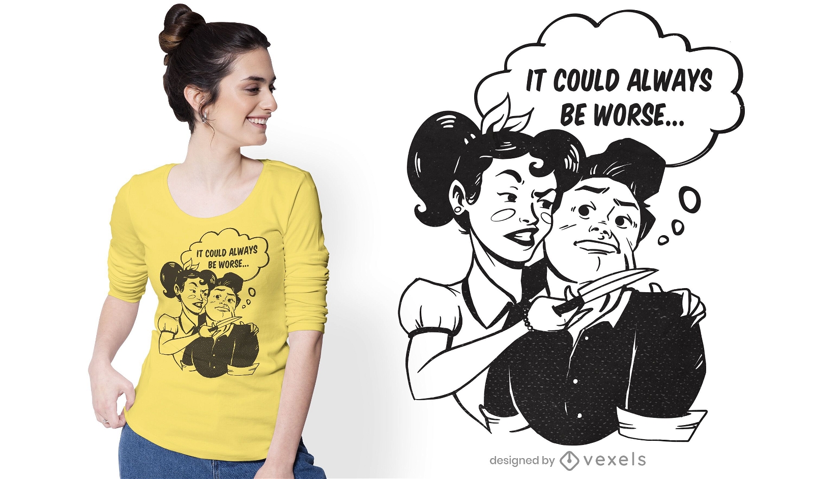 Comic Bedrohung T-Shirt Design