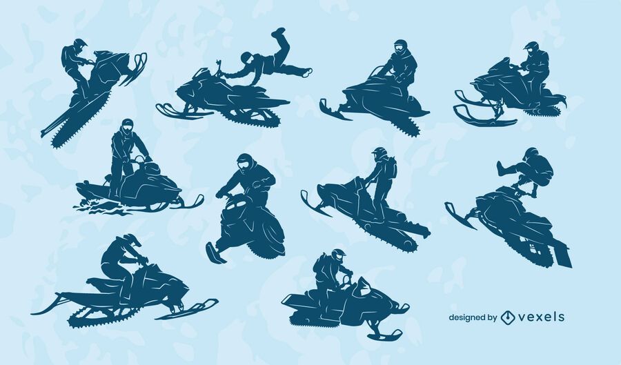 Conjunto de silueta de motos de nieve Conjunto de silueta de motos de nieve