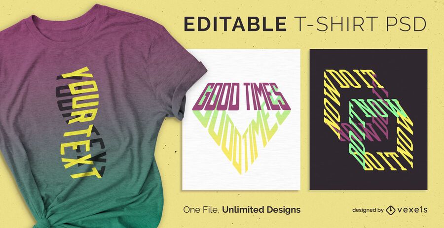 Text shapes scalable t-shirt psd Text shapes scalable t-shirt psd