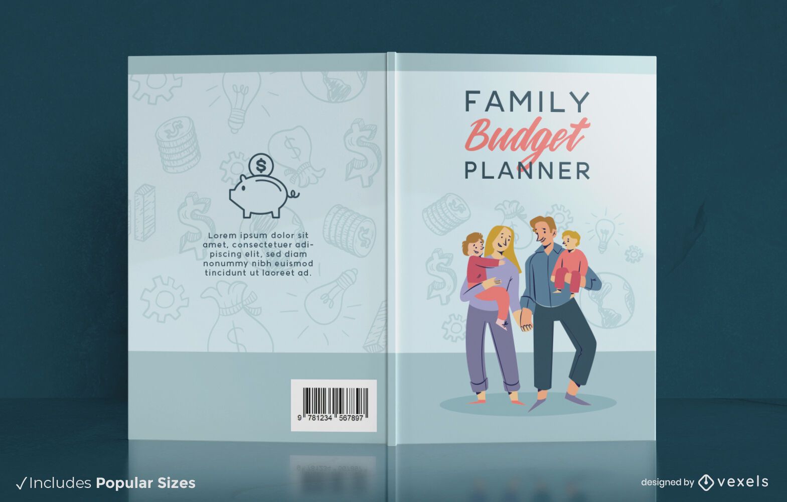 Family budget planner book cover design