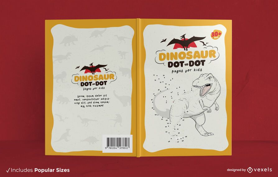 Diseño de portada de libro de punto a punto de dinosaurio Diseño de portada de libro de punto a punto de dinosaurio