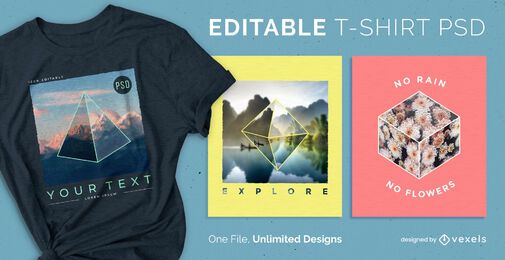 3d shapes scalable t-shirt psd