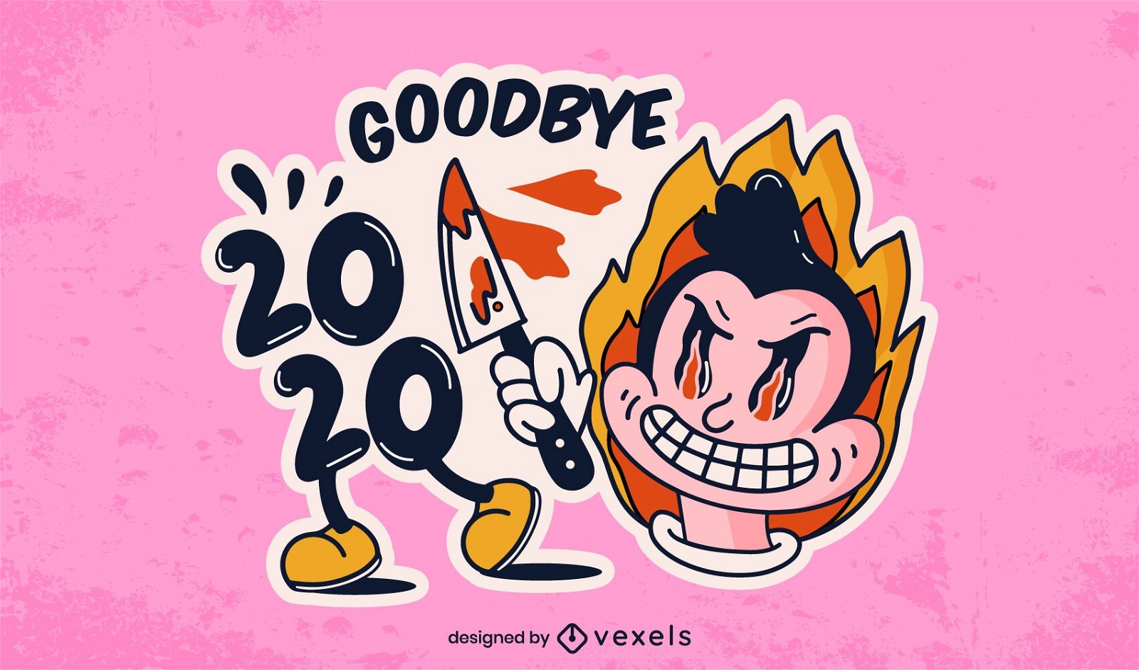 Adiós 2020 diseño de ilustración de pegatina