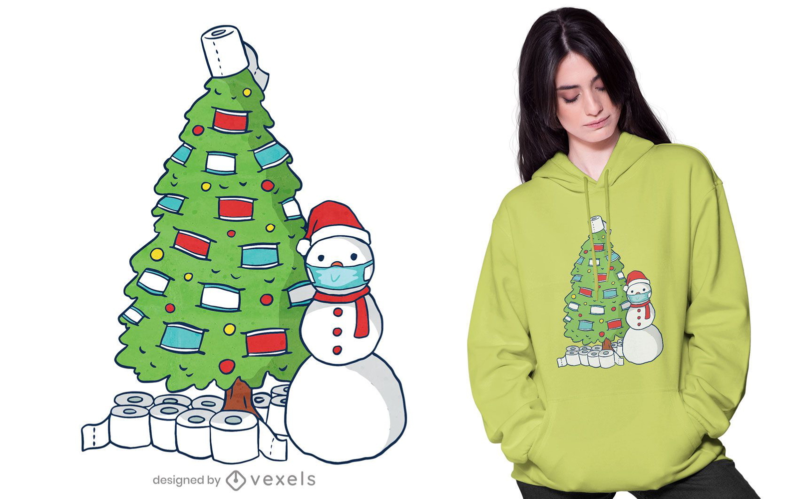 Quarantine christmas tree t-shirt design