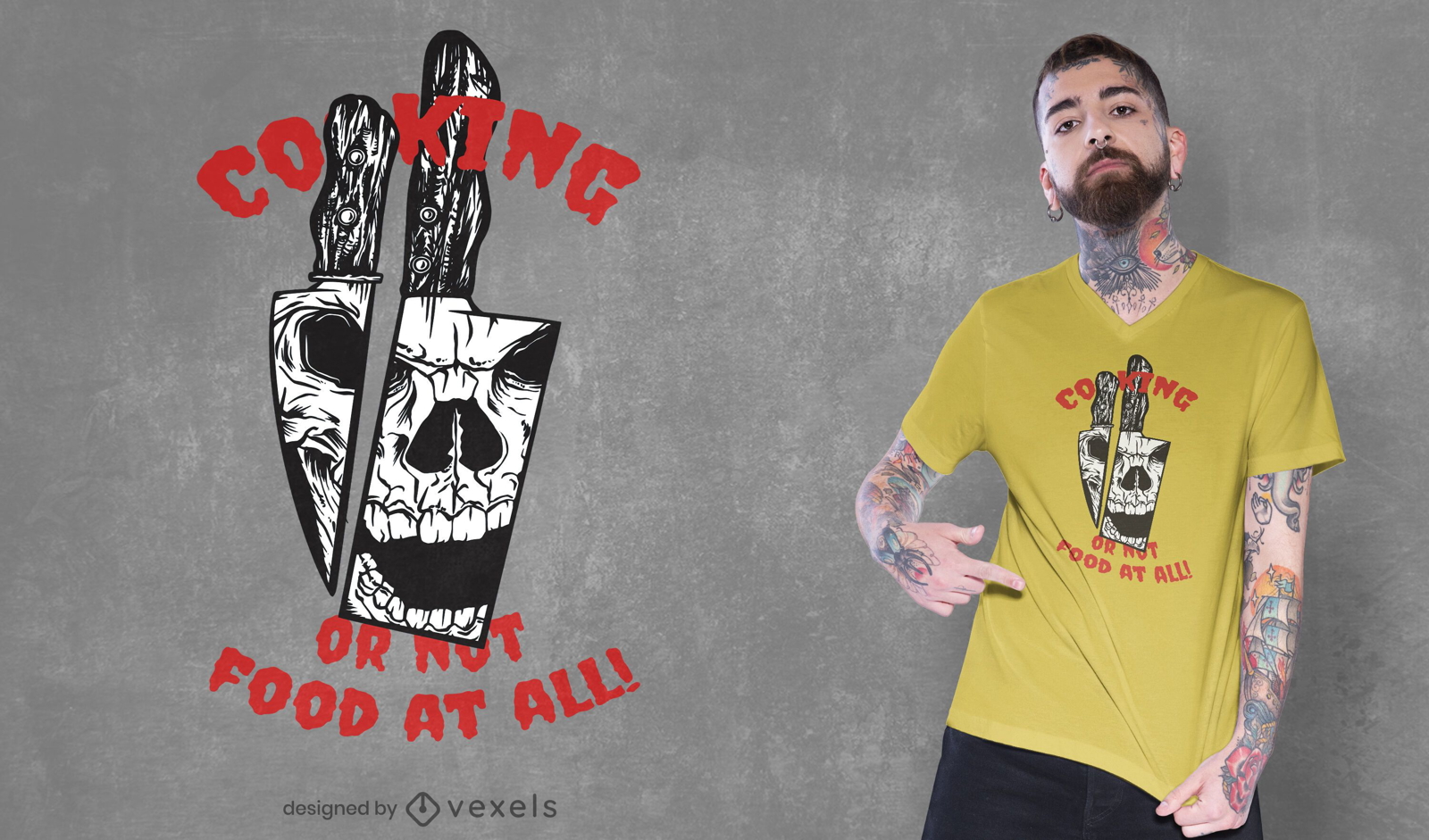 Knives skull t-shirt design