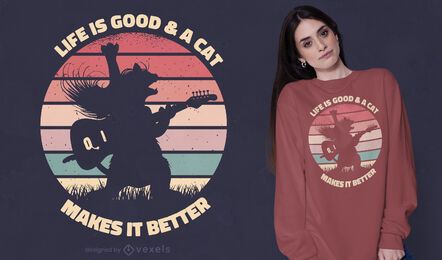 Guitarist cat sunset t-shirt design Guitarist cat sunset t-shirt design